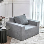 Fauteuil d'appoint uni gris en mousse avec coussin