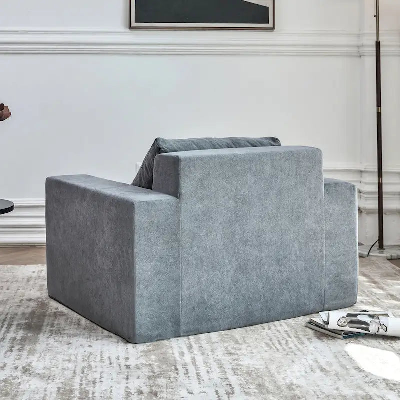Fauteuil d'appoint uni gris en mousse avec coussin