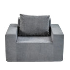 Fauteuil d'appoint uni gris en mousse avec coussin