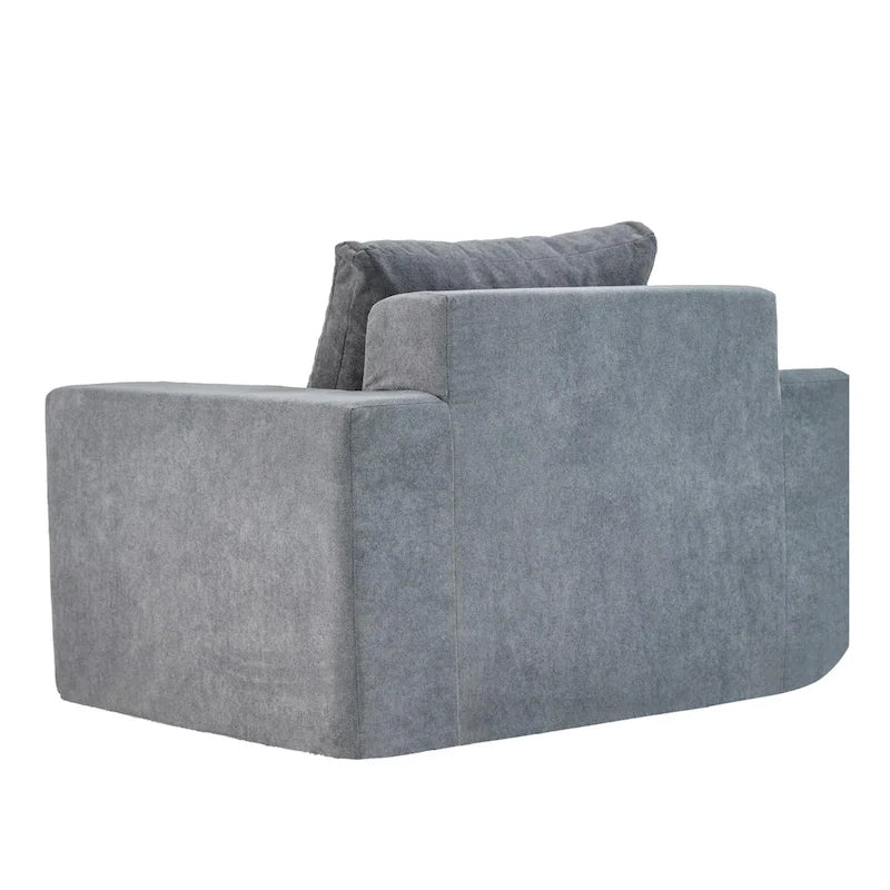 Fauteuil d'appoint uni gris en mousse avec coussin