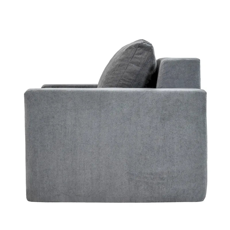 Fauteuil d'appoint uni gris en mousse avec coussin