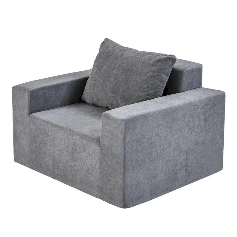 Fauteuil d'appoint uni gris en mousse avec coussin