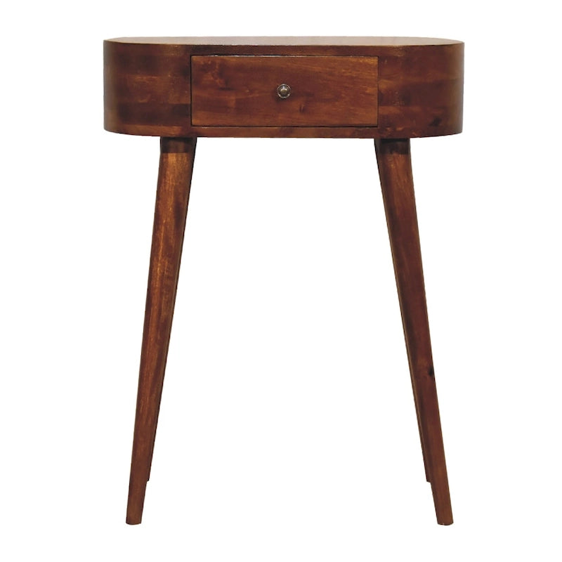 Mini tavolo consolle in legno massello di mango, finitura castagna