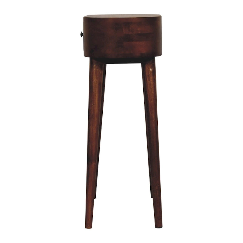 Mini tavolo consolle in legno massello di mango, finitura castagna