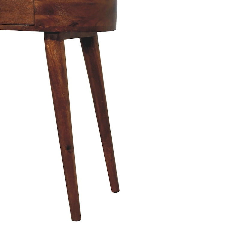 Mini tavolo consolle in legno massello di mango, finitura castagna