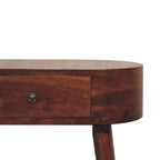 Mini tavolo consolle in legno massello di mango, finitura castagna