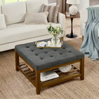Quadratischer gepolsterter Ottoman mit offenem Fach