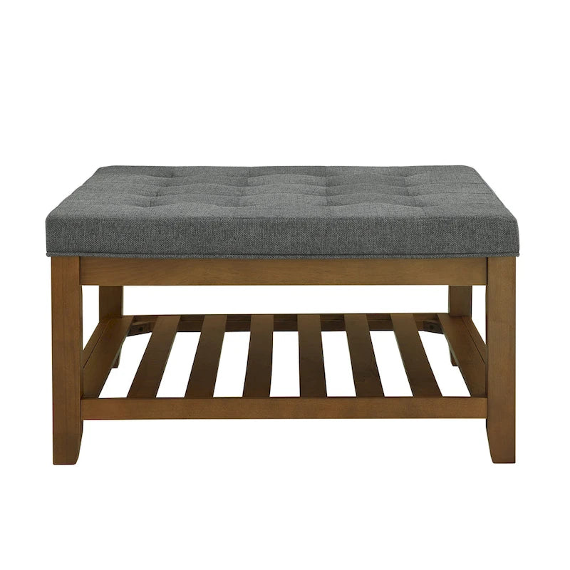 Quadratischer gepolsterter Ottoman mit offenem Fach