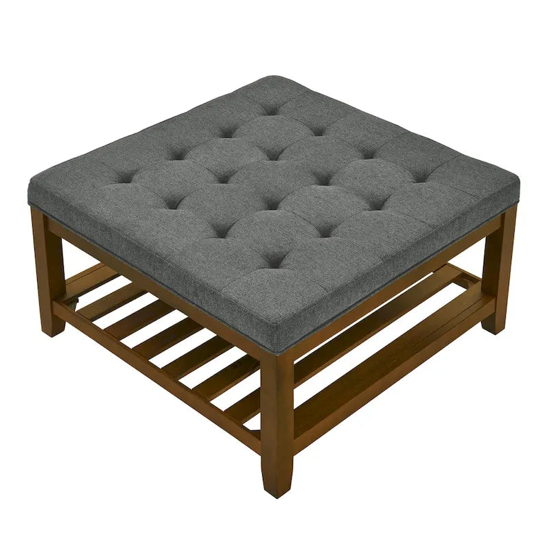 Quadratischer gepolsterter Ottoman mit offenem Fach