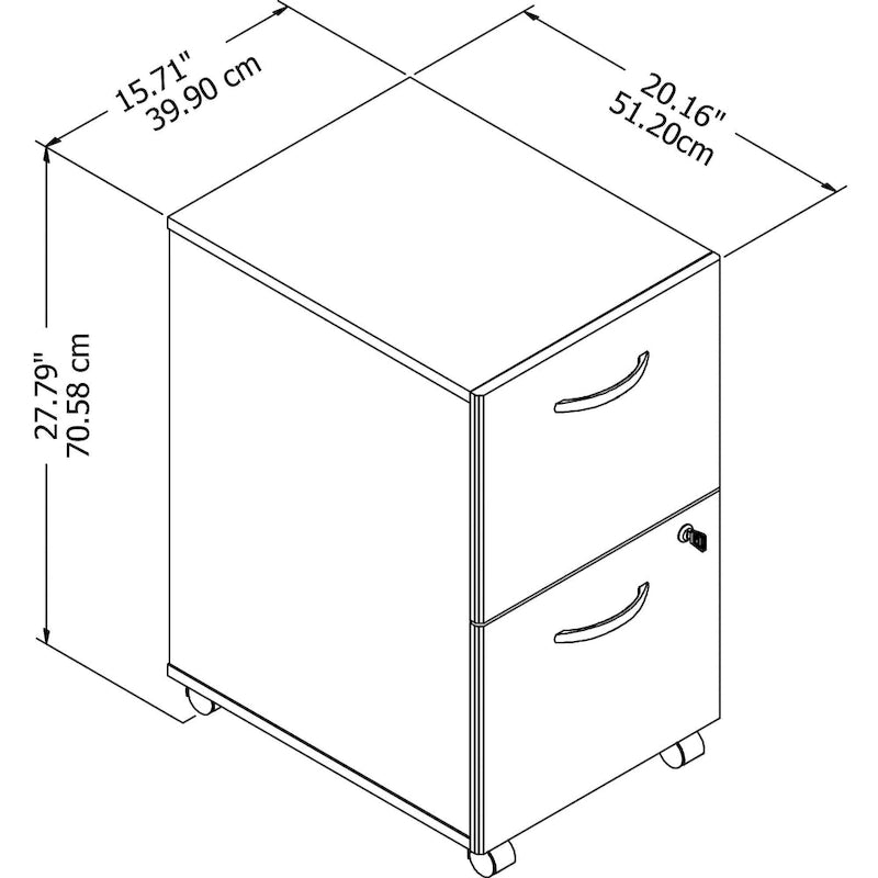 Mobiler Aktenschrank mit 2 Schubladen und Schloss