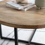 Salontafel van mangohout en zwart ijzer