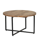 Salontafel van mangohout en zwart ijzer