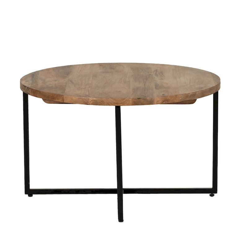 Salontafel van mangohout en zwart ijzer