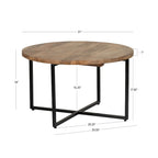 Salontafel van mangohout en zwart ijzer
