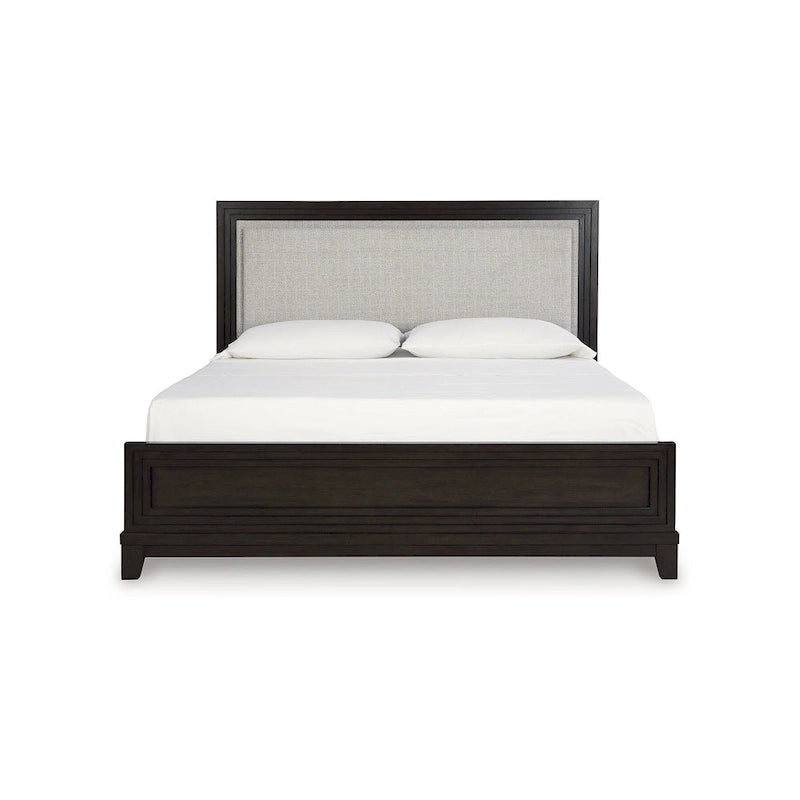 Gepolstertes Paneelbett mit LED-Kopfteil und USB-Anschlüssen