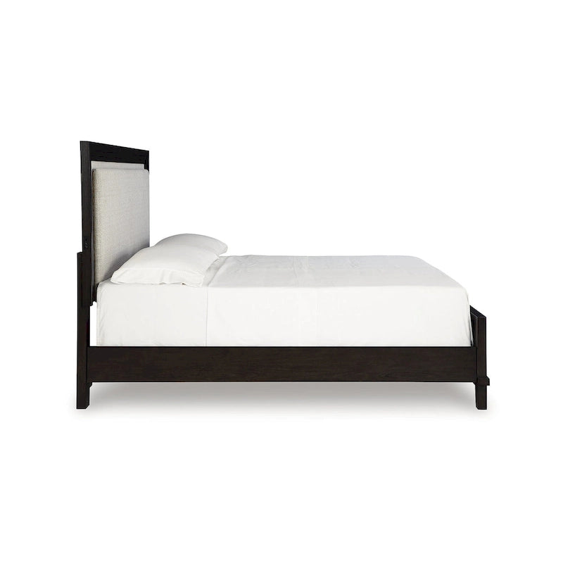 Gepolstertes Paneelbett mit LED-Kopfteil und USB-Anschlüssen