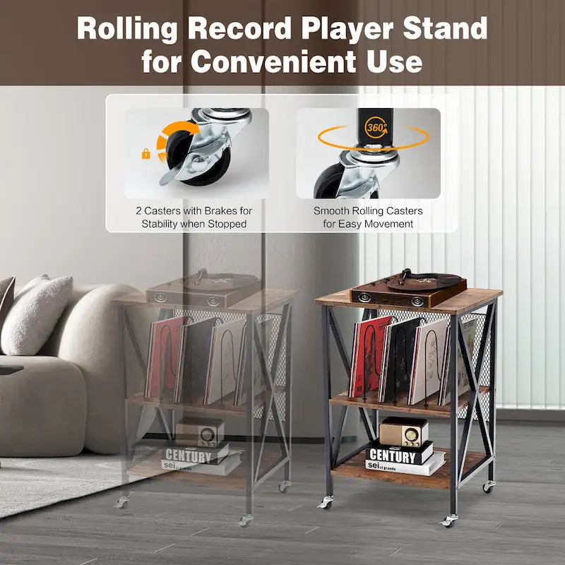 Rollbarer Plattenspielerschrank mit Stauraum