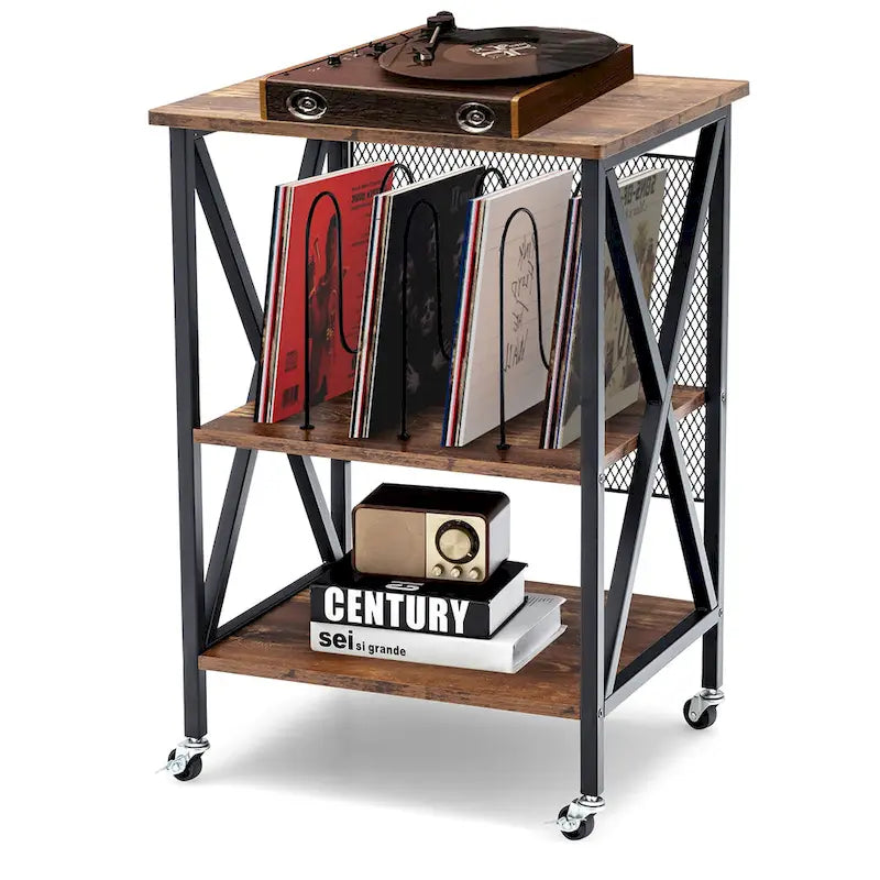 Rollbarer Plattenspielerschrank mit Stauraum