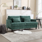 Canapé 2 places vert en chenille avec coussins d'assise amovibles
