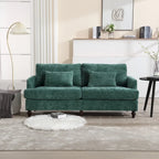 Canapé 2 places vert en chenille avec coussins d'assise amovibles