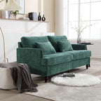 Canapé 2 places vert en chenille avec coussins d'assise amovibles