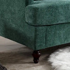 Canapé 2 places vert en chenille avec coussins d'assise amovibles