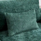 Canapé 2 places vert en chenille avec coussins d'assise amovibles