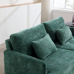 Canapé 2 places vert en chenille avec coussins d'assise amovibles
