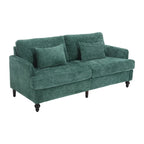 Canapé 2 places vert en chenille avec coussins d'assise amovibles