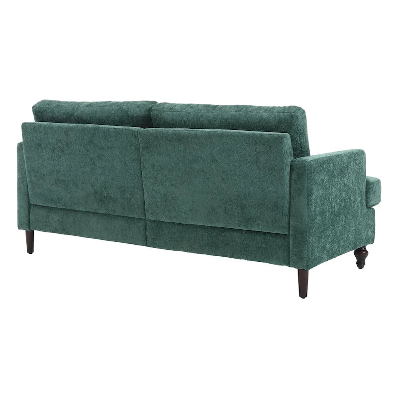 Canapé 2 places vert en chenille avec coussins d'assise amovibles