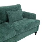 Canapé 2 places vert en chenille avec coussins d'assise amovibles