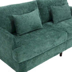 Canapé 2 places vert en chenille avec coussins d'assise amovibles