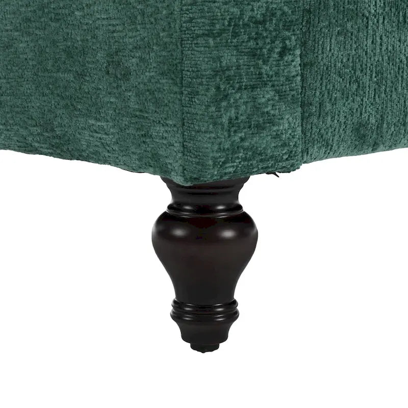 Canapé 2 places vert en chenille avec coussins d'assise amovibles