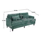 Canapé 2 places vert en chenille avec coussins d'assise amovibles