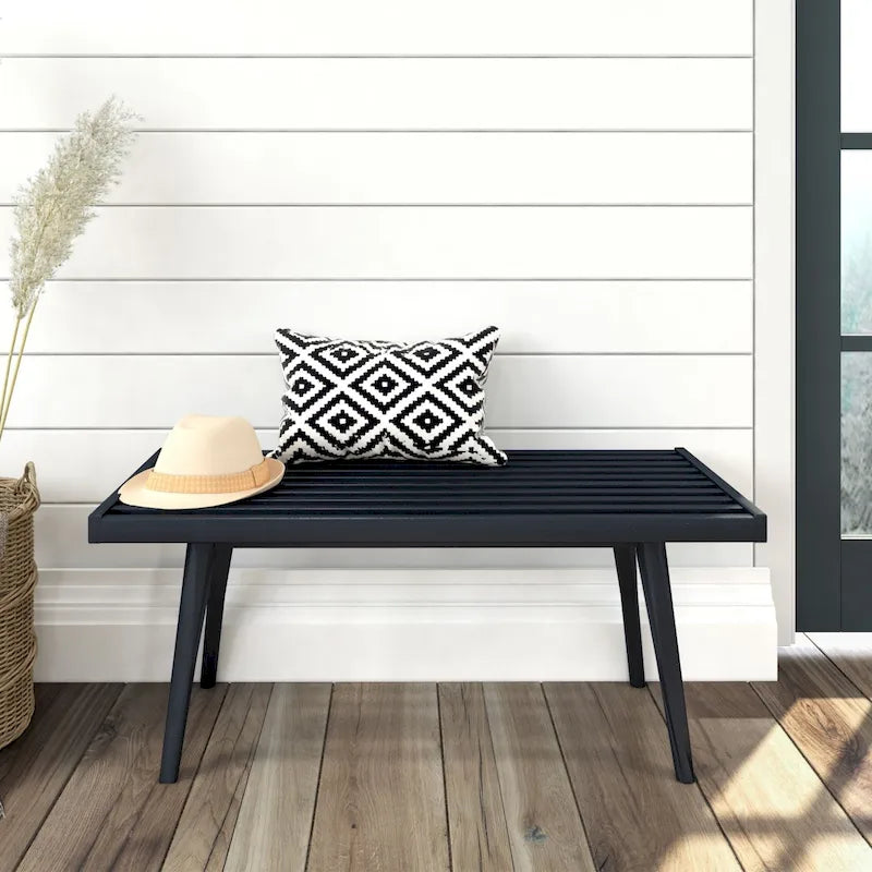 Vstupní lavice z dřeva v mid-century stylu - 41.3 L x 16.5 W x 17.5 H