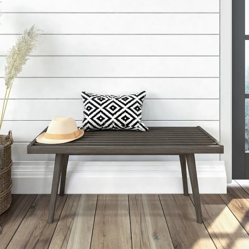 Vstupní lavice z dřeva v mid-century stylu - 41.3 L x 16.5 W x 17.5 H