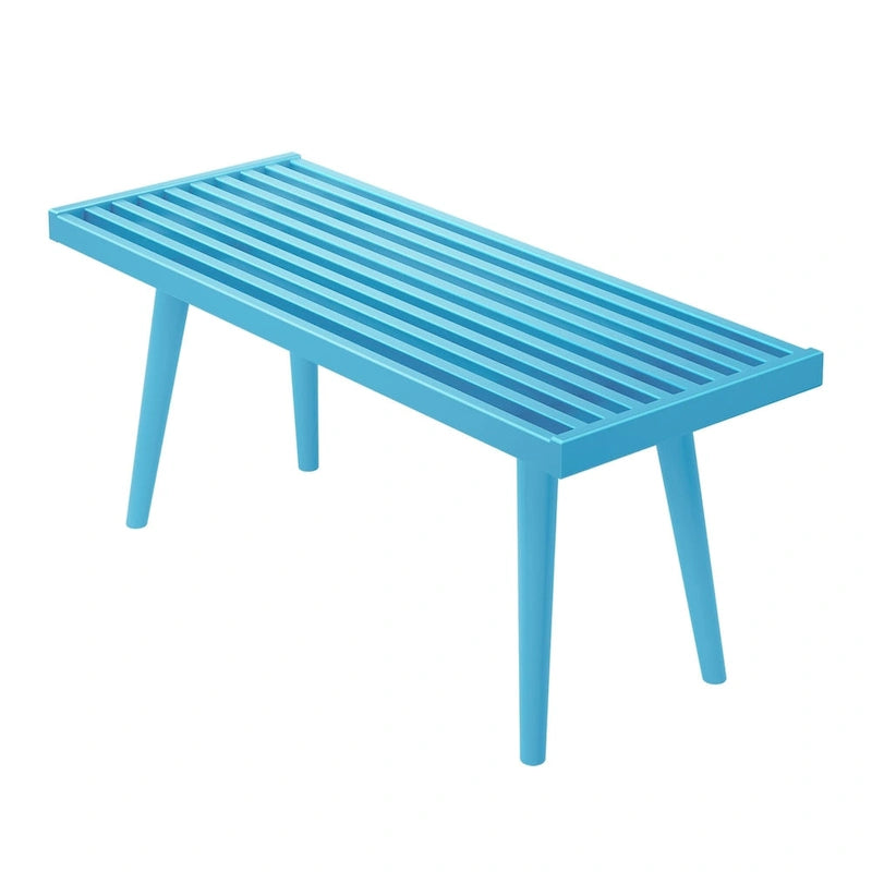 Mid-century houten halbank voor één persoon - 41.3 L x 16.5 W x 17.5 H