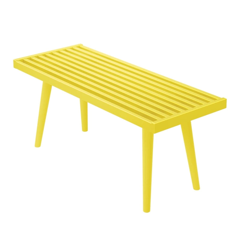 Mid-century houten halbank voor één persoon - 41.3 L x 16.5 W x 17.5 H