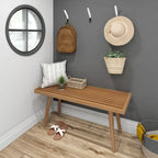 Mid-century houten halbank voor één persoon - 41.3 L x 16.5 W x 17.5 H