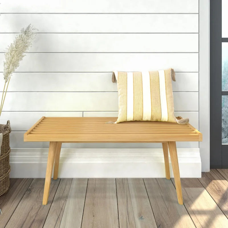 Mid-century houten halbank voor één persoon - 41.3 L x 16.5 W x 17.5 H