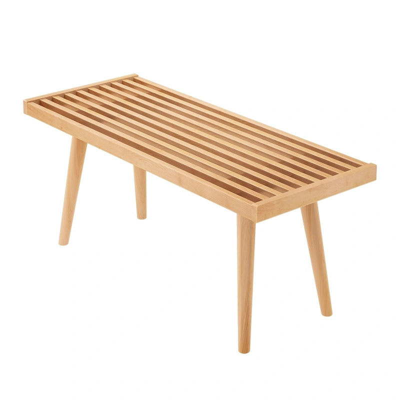 Mid-century houten halbank voor één persoon - 41.3 L x 16.5 W x 17.5 H