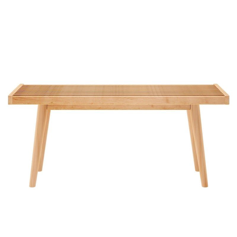 Mid-century houten halbank voor één persoon - 41.3 L x 16.5 W x 17.5 H