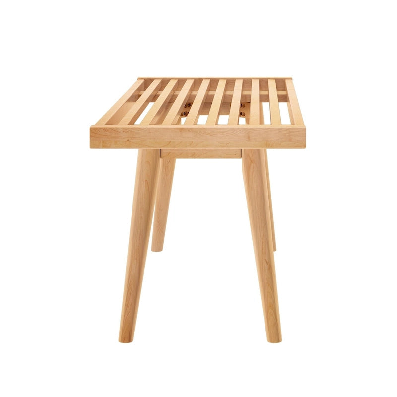 Mid-century houten halbank voor één persoon - 41.3 L x 16.5 W x 17.5 H