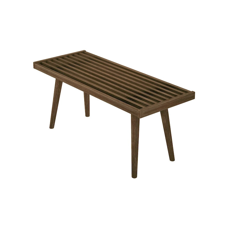 Mid-century houten halbank voor één persoon - 41.3 L x 16.5 W x 17.5 H