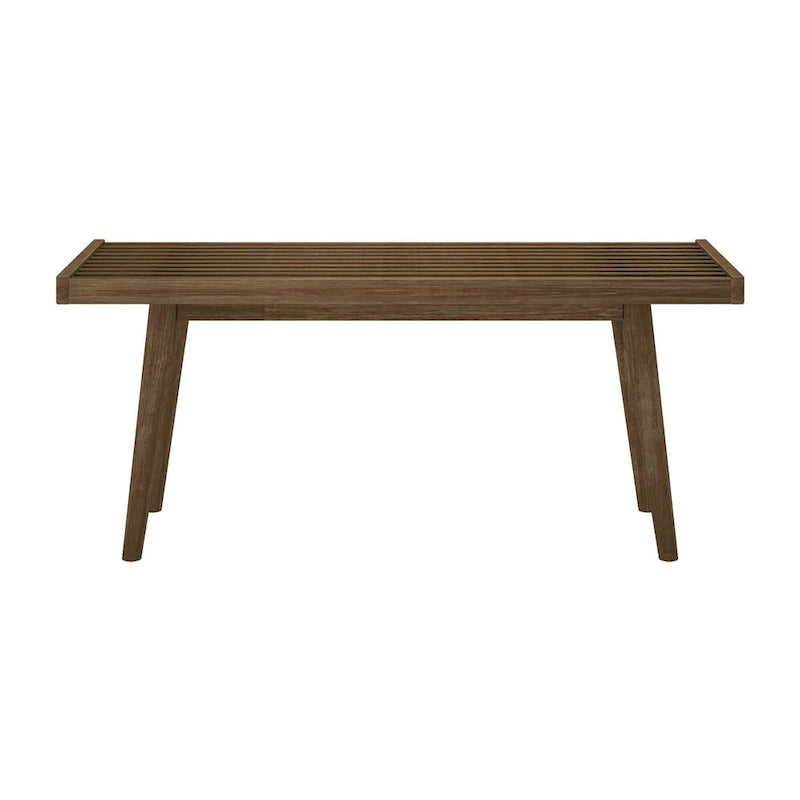 Mid-century houten halbank voor één persoon - 41.3 L x 16.5 W x 17.5 H