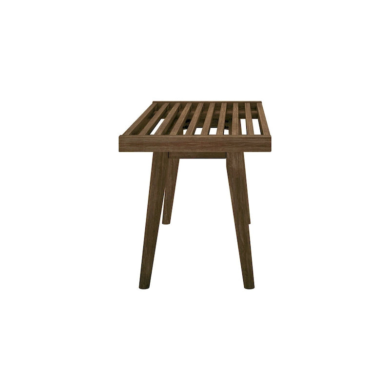 Mid-century houten halbank voor één persoon - 41.3 L x 16.5 W x 17.5 H