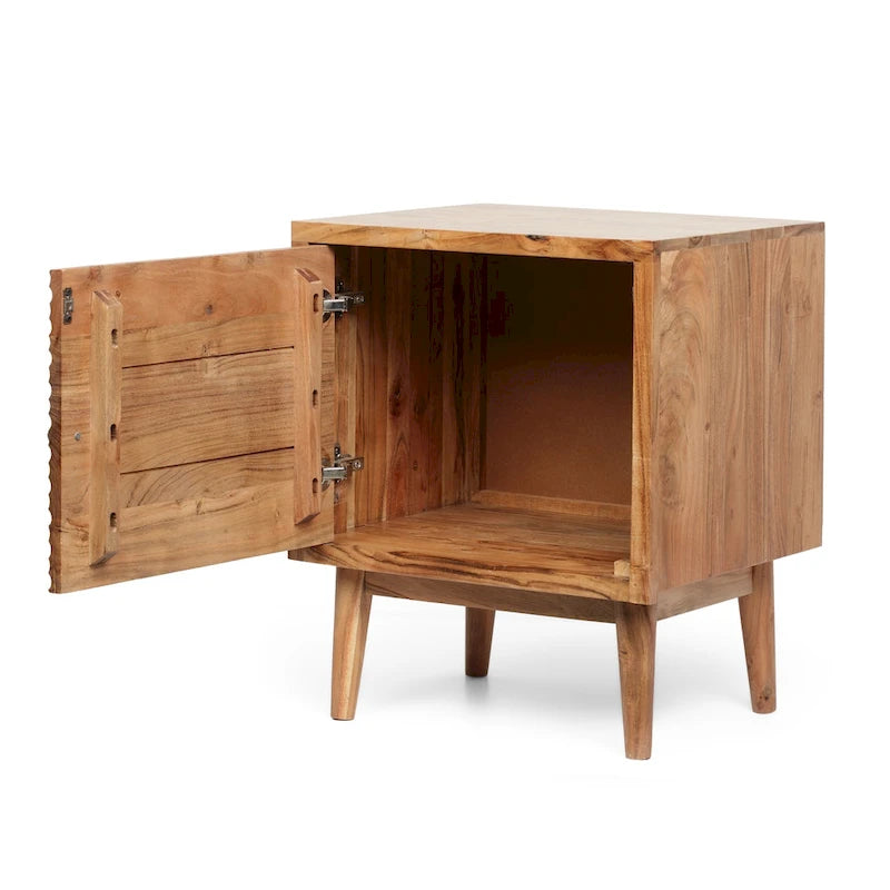 Eakins Handcrafted Boho Acacia Wood Nightstand by Christopher Knight Home