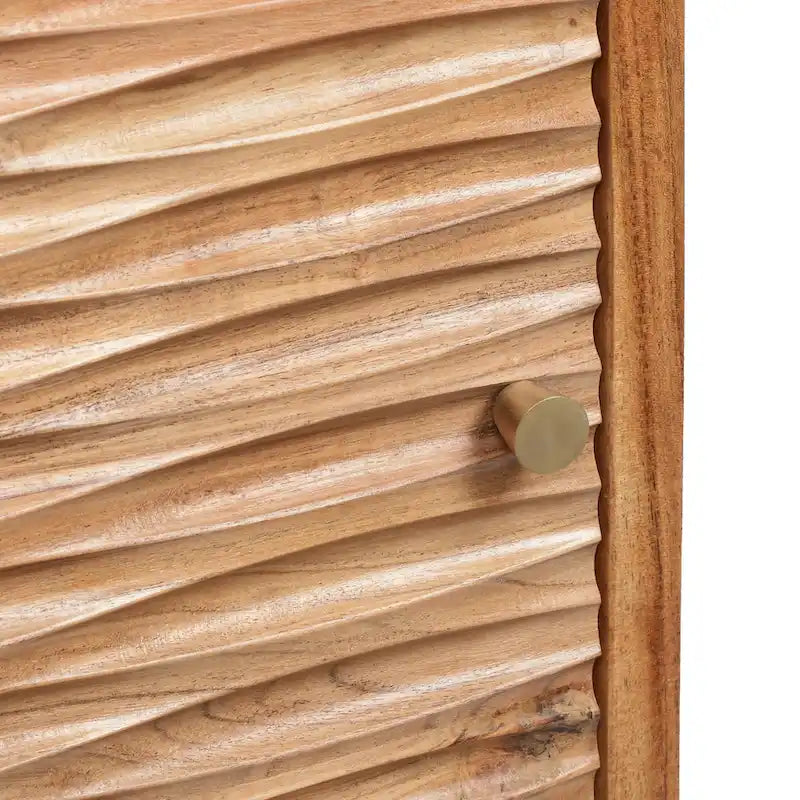 Comodino artigianale in legno di acacia con mobiletto