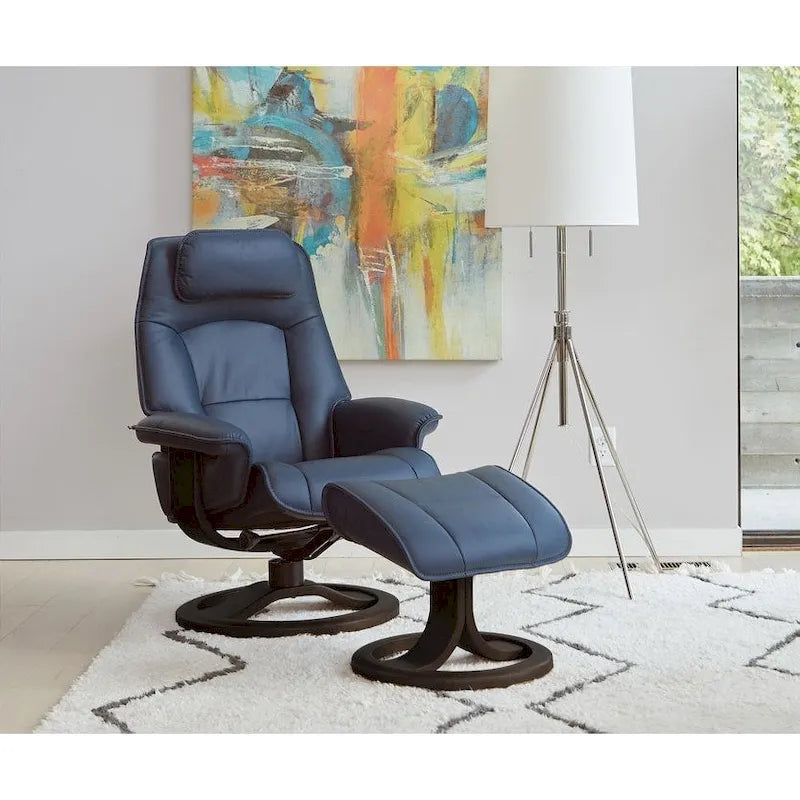 Leather Swivel Recliner with Ottoman
