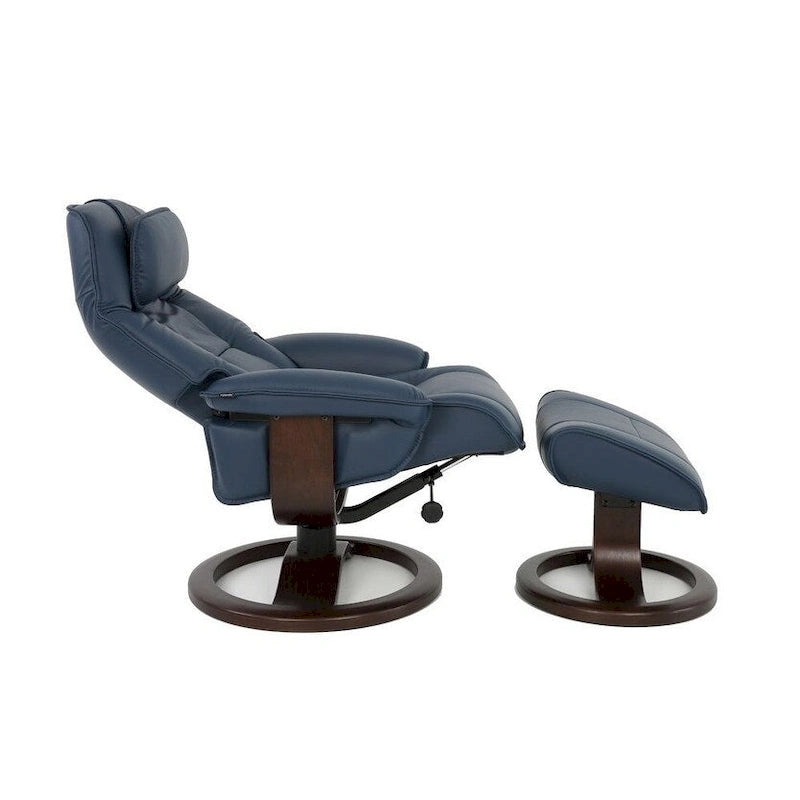 Leather Swivel Recliner with Ottoman